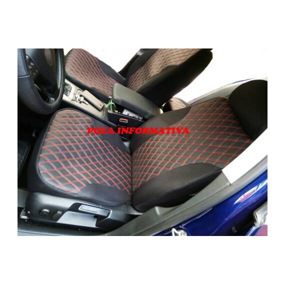 Huse scaun CAMION Mercedes Actros 2017-> 1+1 MATERIAL ROMB - Negru cusatura Rosie - - Roveli