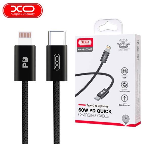 Cablu pentru incarcare 20W PD Quick Charge si transfer date Type-C la Lighting (compatibil Iphone) Cod: XO-NB-Q206A - - Roveli