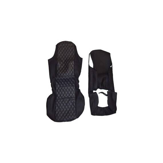 Huse scaun CAMION universale din doua piese material ROMB - Negru cusatura Rosie - - Roveli