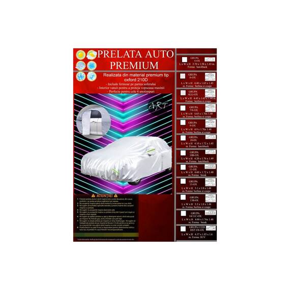 Prelata auto PREMIUM material OXFORD GRUPA 6LG LUX-OX  compatibil DACIA LOGAN I,II,III  Dimensiuni:4.45x1.65x1.44m - - Roveli