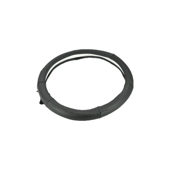 Husa volan din piele cu gaurele, marimea M - culoare negru cusatura Albastra  Cod: 1319 - - Roveli
