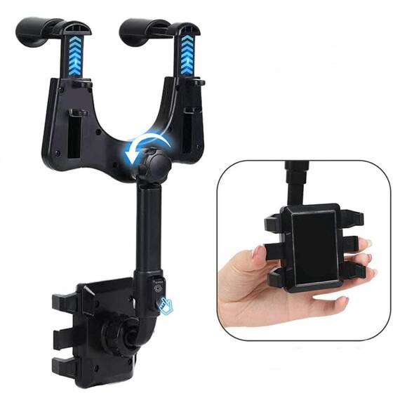 Suport auto telefon ZJ008, prindere oglinda, ajustabil, rotativ - 3- Roveli