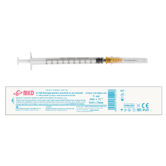 Seringi de insulina 1 ml cu ac detasabil - - Roveli