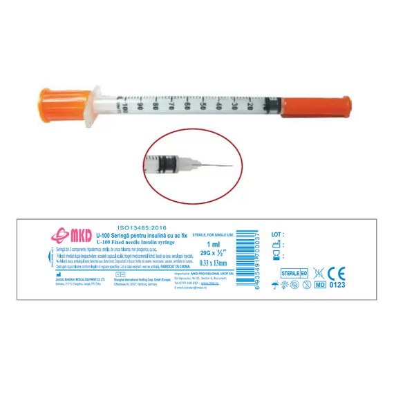 Seringi de insulina 1 ml cu ac incastrat - - Roveli