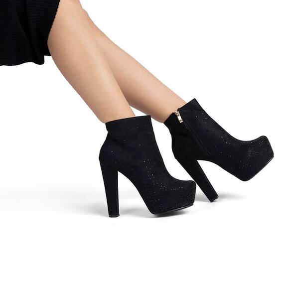 Botine dama cu toc inalt si platforma din piele ecologica Negre Dorotea, Culoare (12): Negru, Marime (12): 35 - 2- Roveli