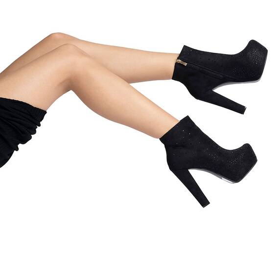 Botine dama cu toc inalt si platforma din piele ecologica Negre Dorotea, Culoare (12): Negru, Marime (12): 35 - 4- Roveli