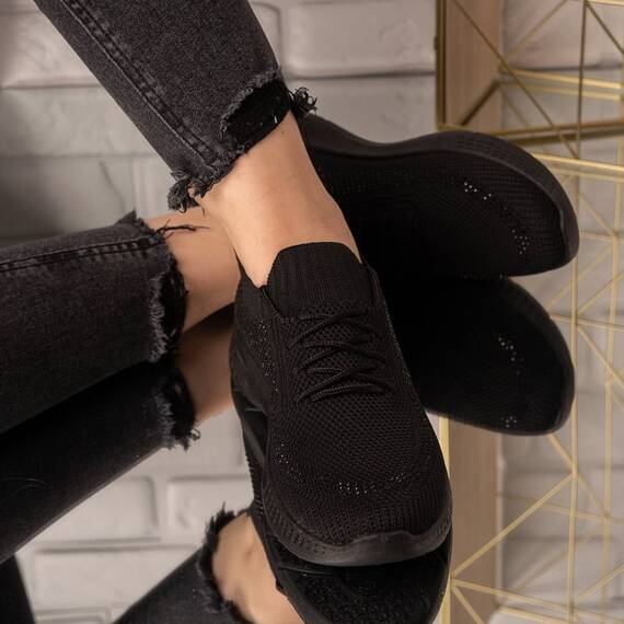 Sneakersi dama din material textil cu sclipici Negri Vali, Culoare (12): Negru, Marime (12): 36 - 7- Roveli