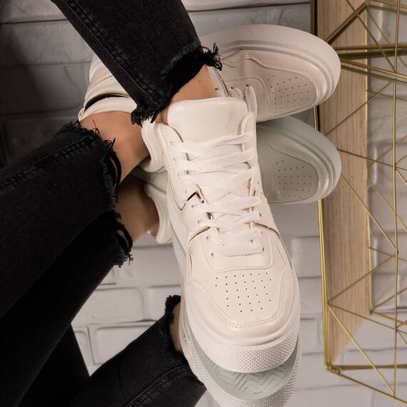 Sneakers dama Albi din piele ecologica cu insertii aurii Bonnie, Culoare (12): Alb, Marime (12): 36 - 3- Roveli