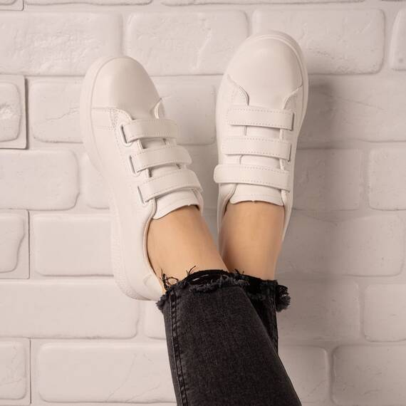Sneakers dama din piele ecologica cu scai Albi Marta, Culoare (12): Alb, Marime (12): 36 - 6- Roveli