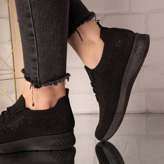 Sneakersi dama din material textil cu sclipici Negri Vali, Culoare (12): Negru, Marime (12): 36 - 5- Roveli