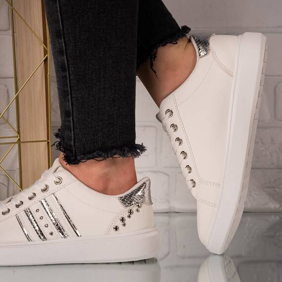 Tenisi dama din piele ecologica Albi Sorina, Culoare (12): Alb, Marime (12): 36 - 2- Roveli