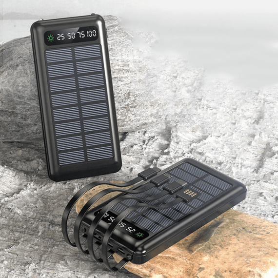 Baterie externa cu CD281, 4 cabluri, panou solar, 12000mAh - 2- Roveli