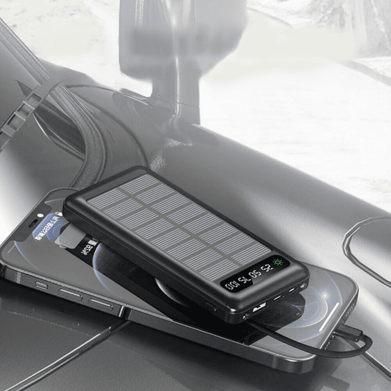 Baterie externa cu CD281, 4 cabluri, panou solar, 12000mAh - 4- Roveli