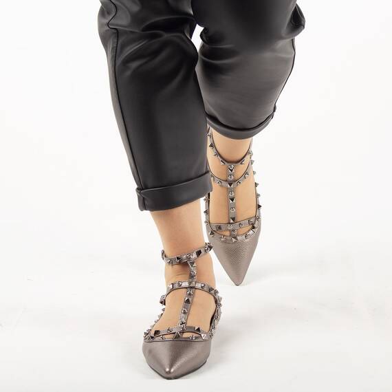 Balerini de dama cu barete YT5512-G, Culoare (12): Gri, Marime (12): 36 - 2- Roveli