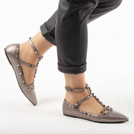 Balerini de dama cu barete YT5512-G, Culoare (12): Gri, Marime (12): 36 - 3- Roveli