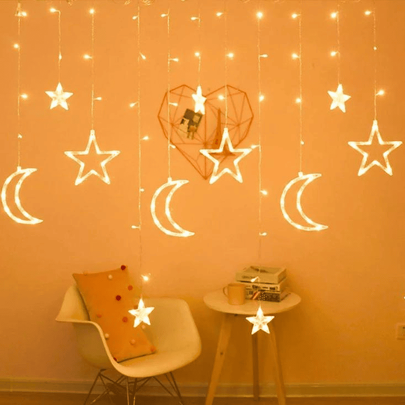 Instalatie de Craciun LED, stele si luna, 3x1m, interconectabila - 6- Roveli