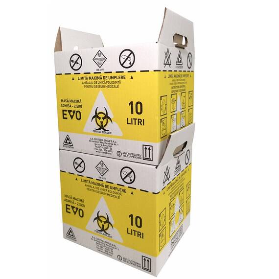 Cutie incinerare deseuri medicale 10 L+SAC BIOHAZARD - - Roveli