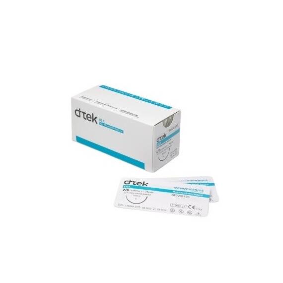 Fire sutura Matase Ac Rotund neabsorbabil D-tek, Marime (217): USP 0 - - Roveli
