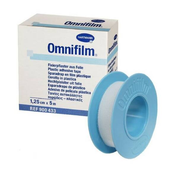 ​Plasture hipoalergen pe suport de folie transparenta Omnifilm, Marime (217): 5cm x 5m - - Roveli