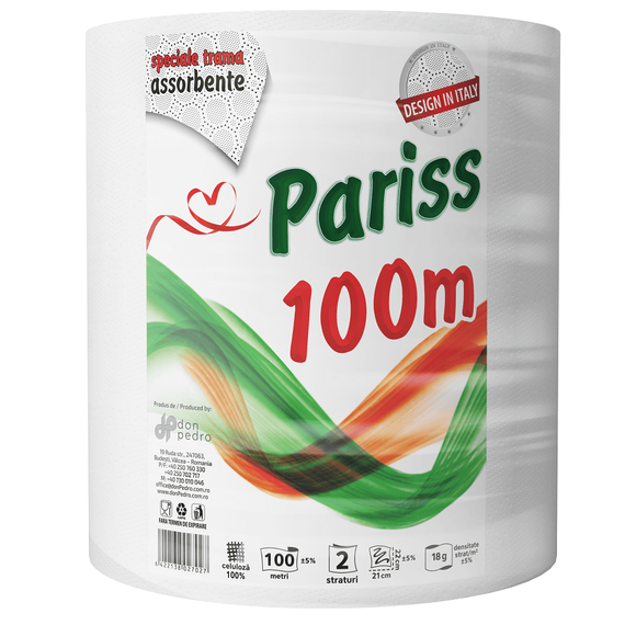 Rola prosop hartie derulare centrala 100 m, PARISS - - Roveli