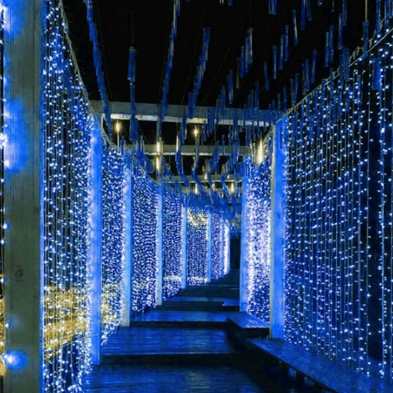 Instalatie de Craciun 384LED tip perdea, 3x3m, IP44, exterior - 3- Roveli