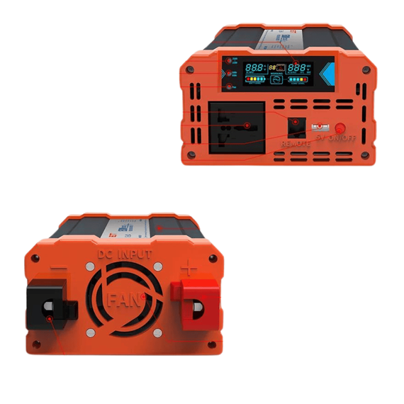 Invertor sinus pur 3000W, DC12V/AC230V, USB, ecran LCD - 2- Roveli
