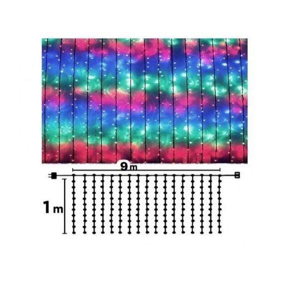 Instalatie perdea, 9x1m, 384LED, multicolor - 5- Roveli