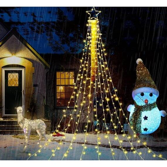Instalatie solara tip turturi cu varf stea, 3,5 m, 350LED - 8- Roveli