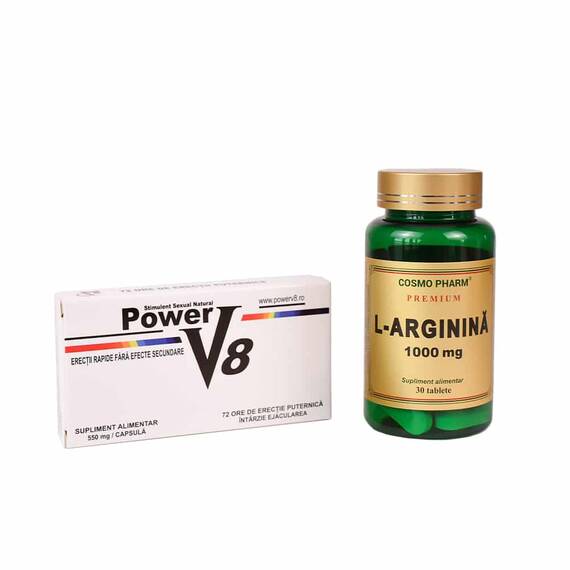 PACHET Power V8 4 cps + L-Arginina 1000 mg 30tb - - Roveli