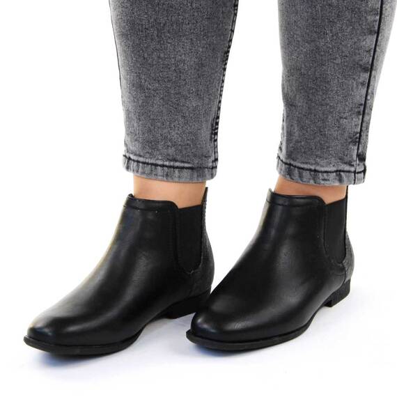 Botine de dama joase,cu benzi elastice laterale 52181-BLACK, Culoare (12): Negru, Gri inchis, Marime (12): 36 - 4- Roveli