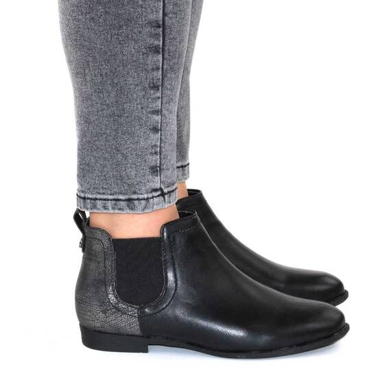 Botine de dama joase,cu benzi elastice laterale 52181-BLACK, Culoare (12): Negru, Gri inchis, Marime (12): 36 - 3- Roveli