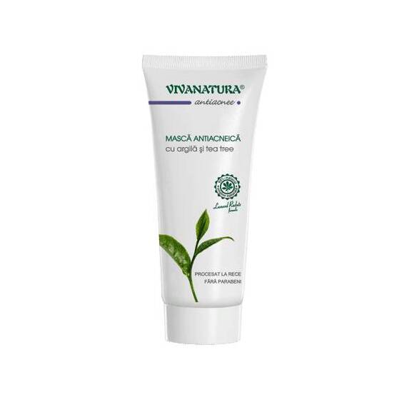 Masca Antiacneica cu Argila si Tea Tree, 75ml, Viva Natura - - Roveli