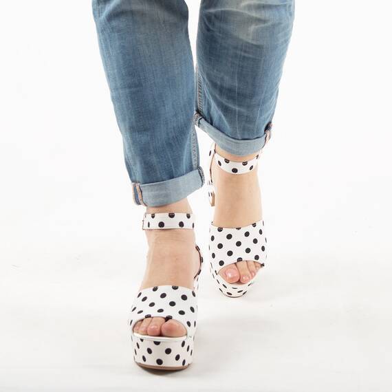 Sandale dama cu buline si platforma HD-188-WHITE, Culoare (12): Alb, Negru, Marime (12): 38** - 2- Roveli