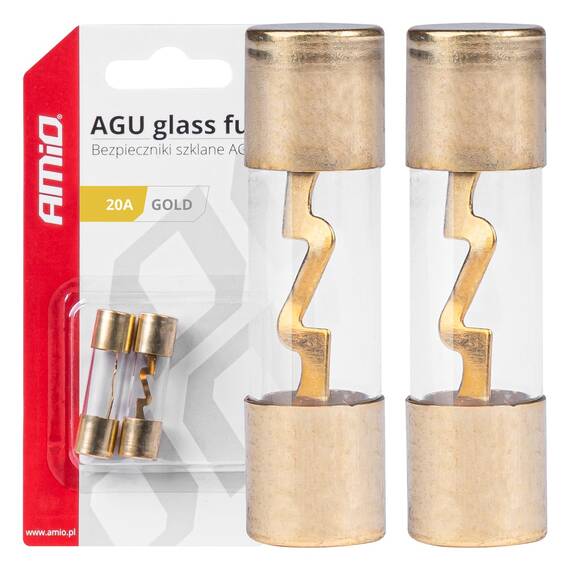 Set 2 sigurante din sticla tip AGU, contacte aurite, 20A - - Roveli