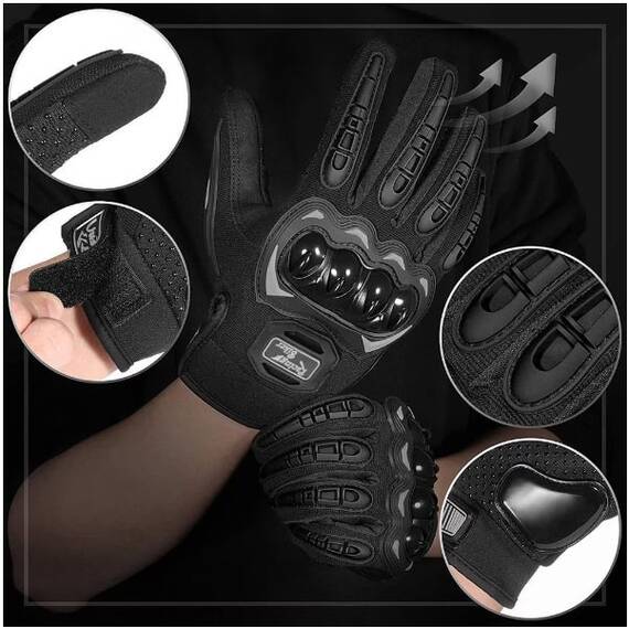 Manusi moto , Impermeabile, Piele, Negru, Marime (34): L - 3- Roveli