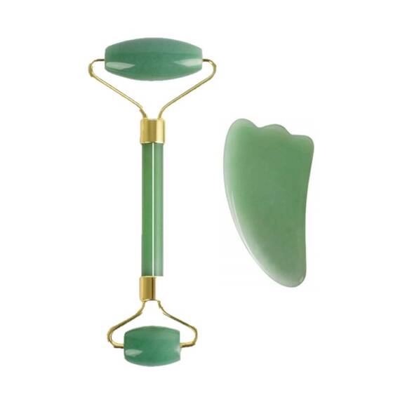 Set role masaj facial, Jad, Gua Sha, verde, GL10 - - Roveli