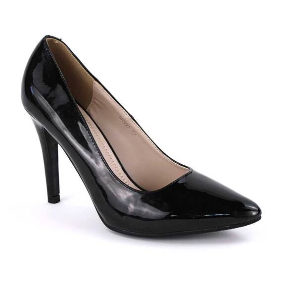 ​Pantofi stiletto de dama, eleganti,lacuiti cu tocul inalt SH397-BLACK, Culoare (12): Negru, Marime (12): 38 - - Roveli