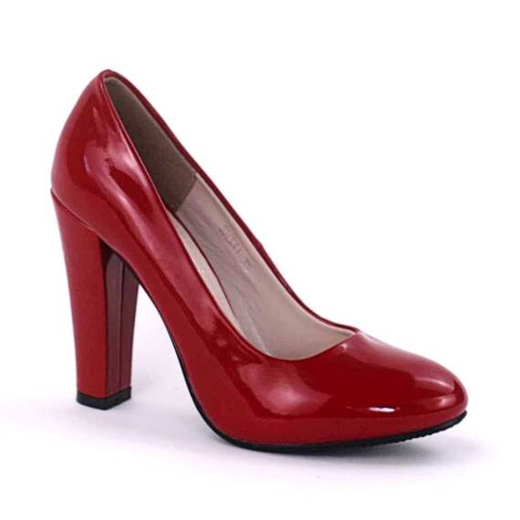 ​Pantofi de dama lacuiti, cu varf rotunjit si toc inalt SH331-RED, Culoare (12): Rosu, Marime (12): 36* - - Roveli