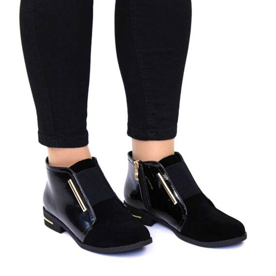 Botine de dama cu banda elastica decorativa si fermoar lateral 11318-BLACK, Culoare (12): 0, neg, Marime (12): 37 - 4- Roveli