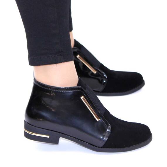 Botine de dama cu banda elastica decorativa si fermoar lateral 11318-BLACK, Culoare (12): 0, neg, Marime (12): 37 - 2- Roveli