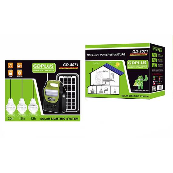 Sistem iluminare LED GD8071, panou solar, 3 becuri - 5- Roveli