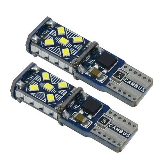 Set 2 x Becuri auto T10 15SMD 5W, 12/24V, canbus, 6000K, 1800lm - - Roveli