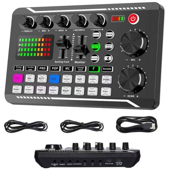 Interfata audio SK7, efecte vocale, EQ, BT, 3 canale de streaming - 9- Roveli
