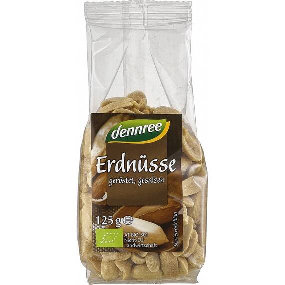 Arahide bio decojite prajite si sarate 125g Dennree - - Roveli