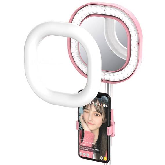 Oglinda portabila pentru machiaj, cu lampa LED si suport telefon - 3- Roveli