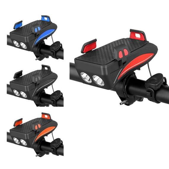 Lanterna bicicleta cu suport telefon si claxon, 319B - 15- Roveli