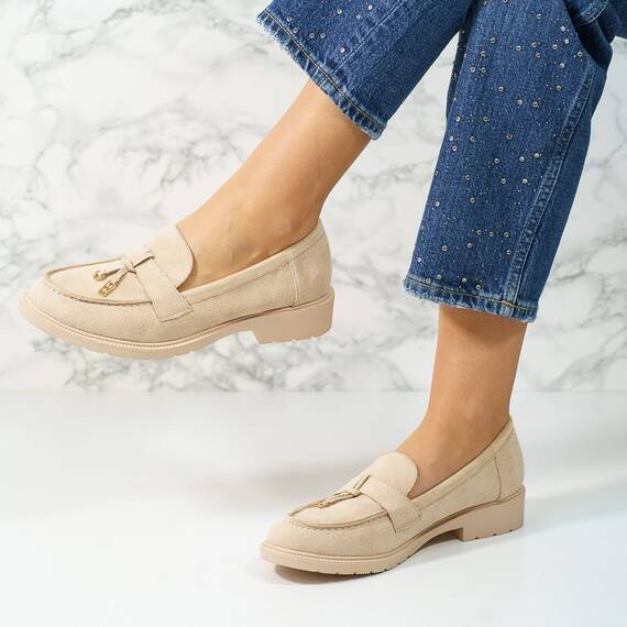 Pantofi dama casual din piele ecologica intoarsa Bej Kaya, Culoare (12): Bej, Marime (12): 36 - - Roveli