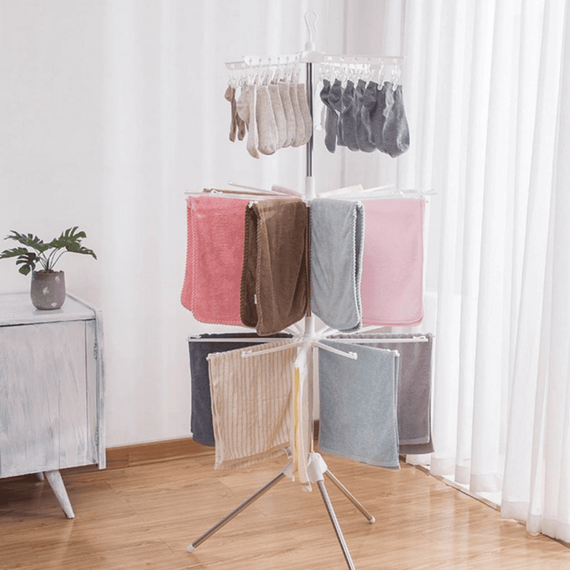 Uscator conic de rufe, 3 nivele, 16 brate, carlige, 170cm - 5- Roveli