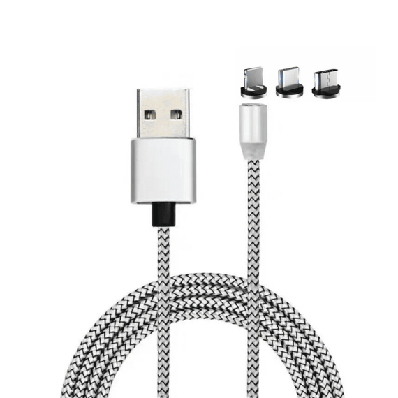 Cablu incarcare magnetic LED, Android, iOS, tip C, argintiu - - Roveli