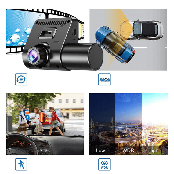 Camera auto tripla DVR, 1080P, ecran 2.4'', inregistrare automata - 3- Roveli